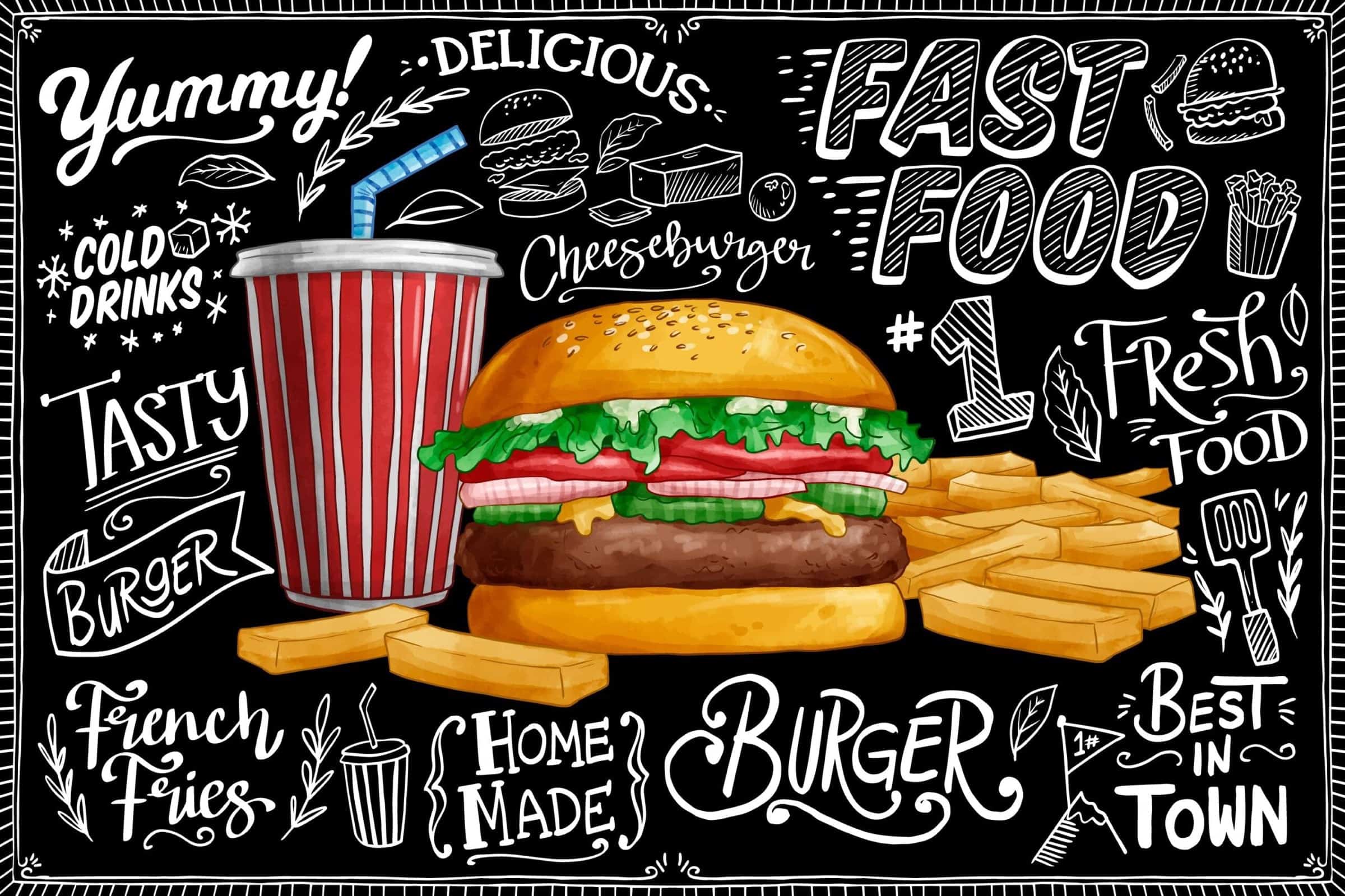 quantas calorias tem um hambúrguer e outros fast food
