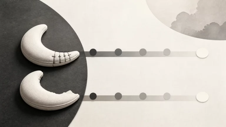 Ilustração editorial abstrata em tons de cinza sobre cirurgia de menisco tempo de afastamento