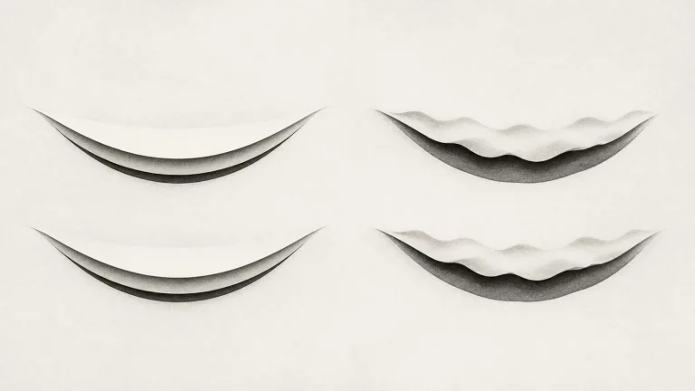 Ilustração editorial abstrata em tons de cinza sobre dermatocalaze ou blefarocalaze