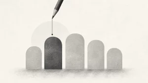 Ilustração editorial abstrata em tons de cinza sobre dor no segundo dedo do pé