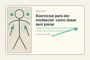 Ilustração mostra progressão gradual de exercícios para dor miofascial.