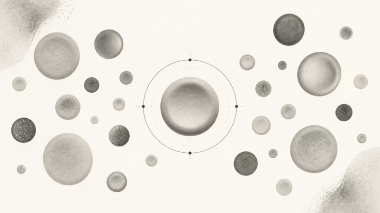 Ilustração editorial abstrata em tons de cinza sobre o que é VCM no exame de sangue