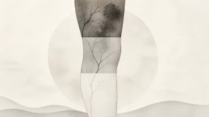 Ilustração editorial abstrata em tons de cinza sobre como fica a perna depois da cirurgia de varizes