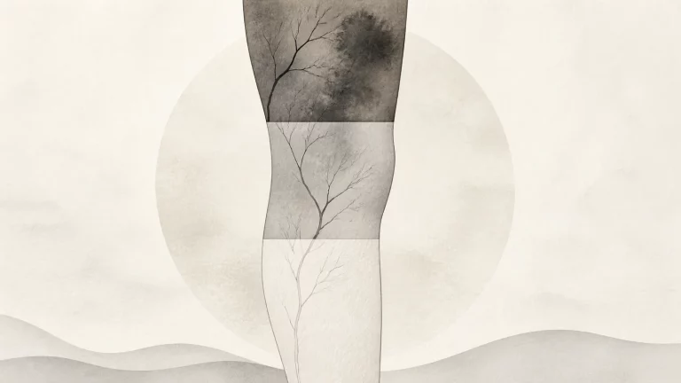 Ilustração editorial abstrata em tons de cinza sobre como fica a perna depois da cirurgia de varizes