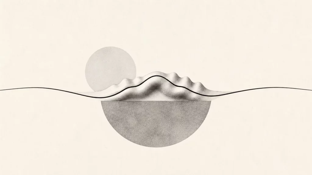 Ilustração editorial abstrata em tons de cinza sobre tatuagem com queloide