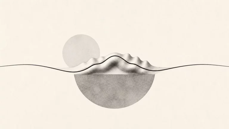 Ilustração editorial abstrata em tons de cinza sobre tatuagem com queloide