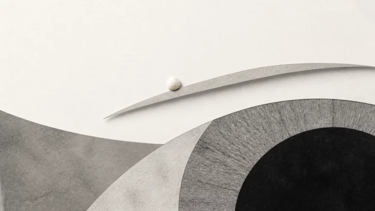 Ilustração editorial abstrata em tons de cinza sobre verrugas no olho