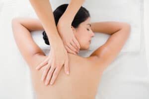 woman receiving a back massage